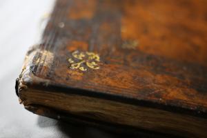 Detail of the binding of Magdalen ms lat 223